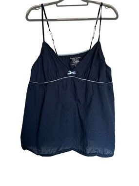 Faded Glory Navy Blue Eyelet Babydoll Tank Top Camisole Size 2X